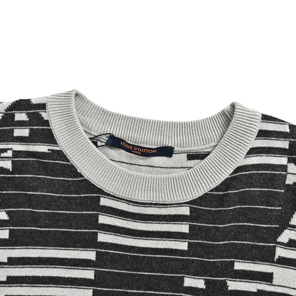 Louis Vuitton 26ss striped old flower jacquard knitted short sleeves