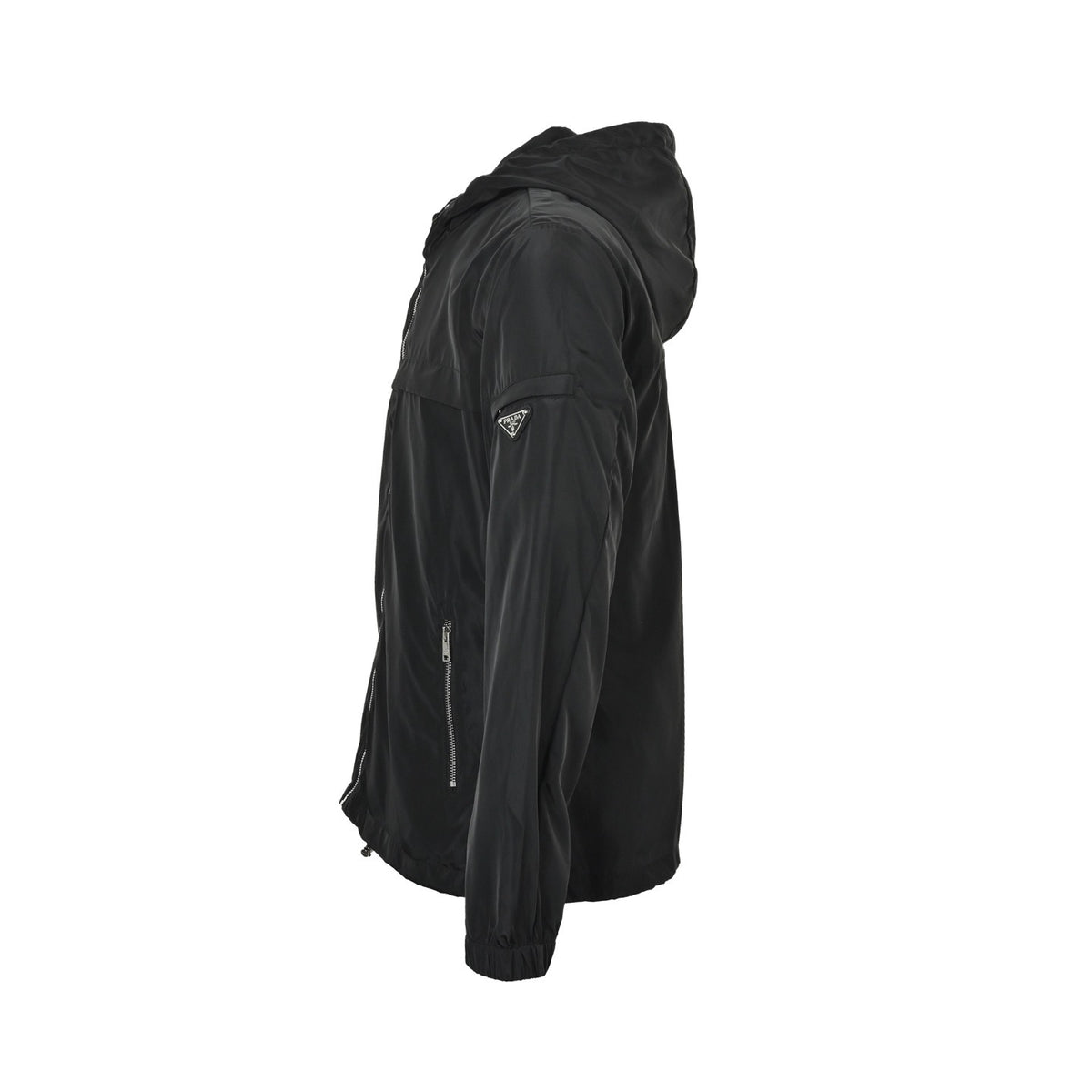 Prada Sleeve Pocket Triangle Logo Hooded Windbreaker Jacket