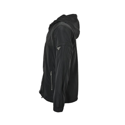 Prada Sleeve Pocket Triangle Logo Hooded Windbreaker Jacket