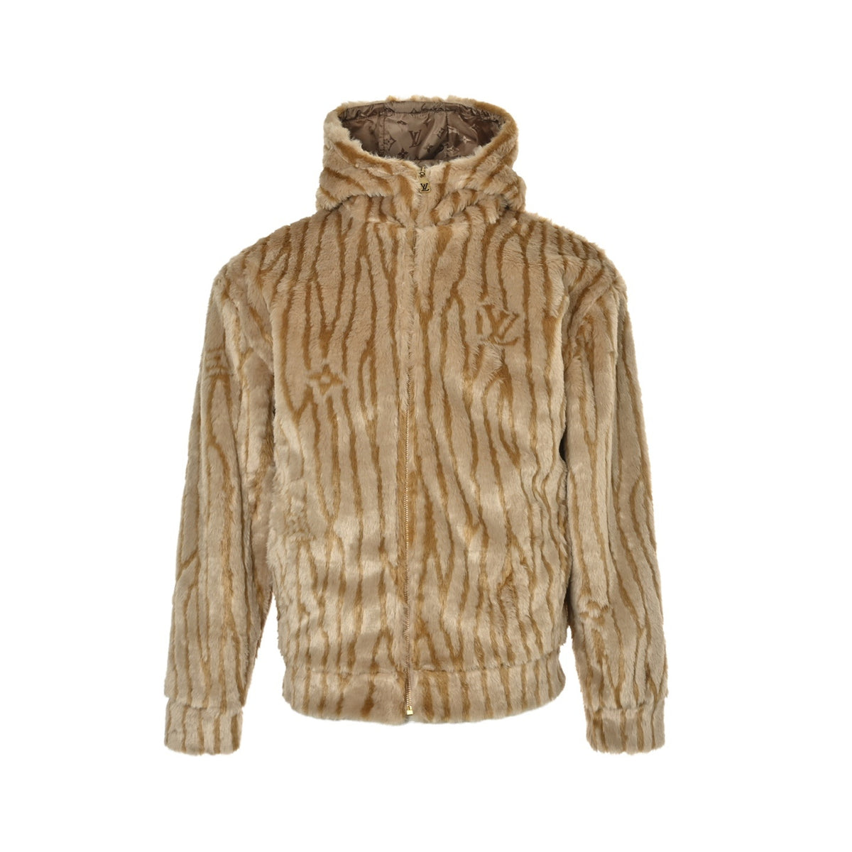 Louis Vuitton yellow pattern teddy hooded jacket