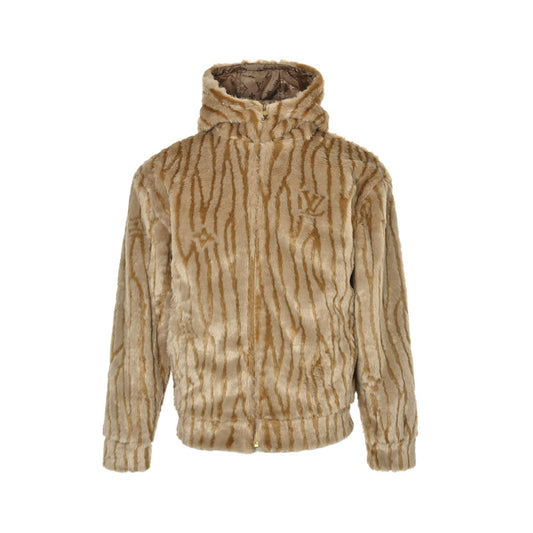Louis Vuitton yellow pattern teddy hooded jacket