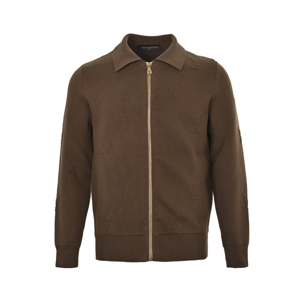 Louis Vuitton embossed letter logo zipper knitted lapel jacket