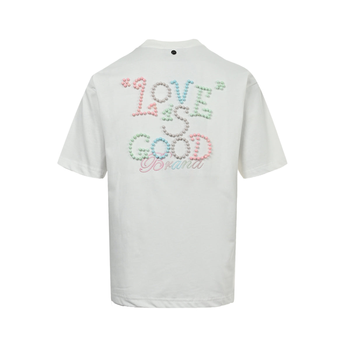 Good Brand Macaron Pearl Letter Slogan Short Sleeve