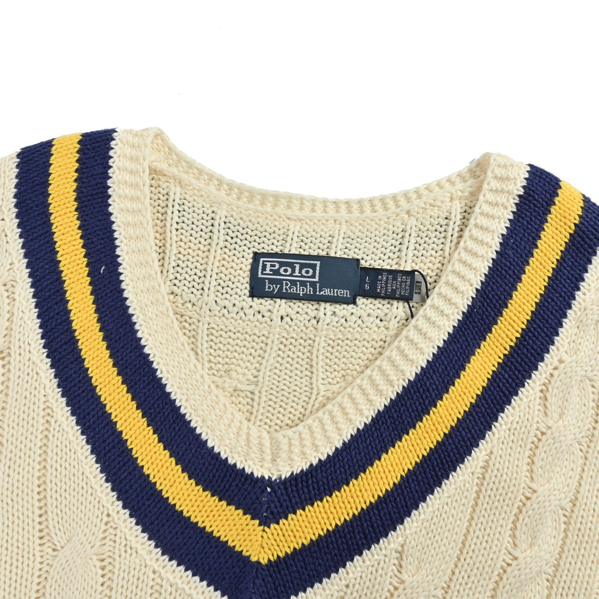 RALPH LAUREN tennis cable V-neck knitted sweater