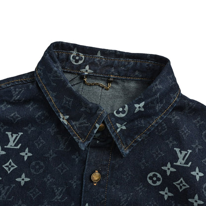 Louis Vuitton 26ss all-over printed presbyopic suit denim short-sleeved shirt