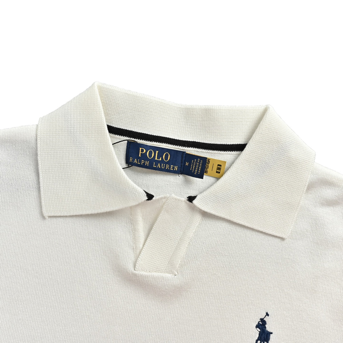 Ralph Lauren striped horse logo embroidered V-neck knitted Polo short sleeves