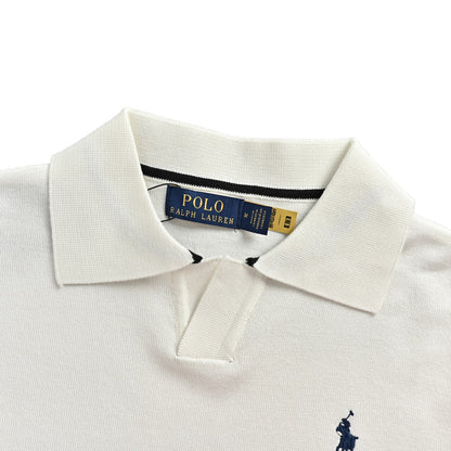 Ralph Lauren striped horse logo embroidered V-neck knitted Polo short sleeves