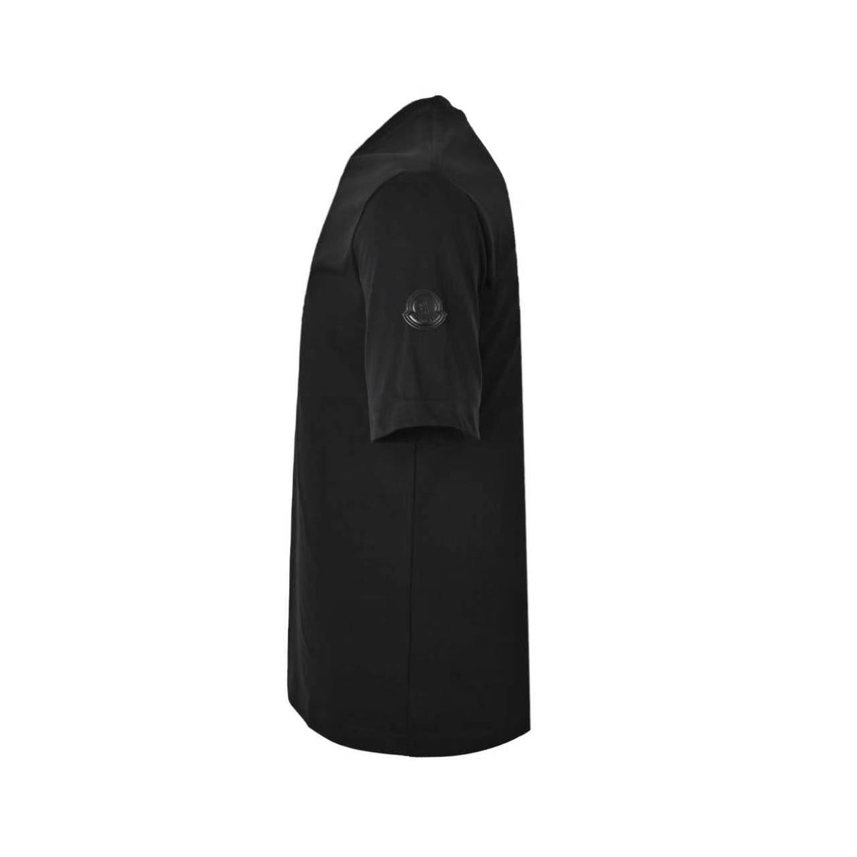Moncler/muzzled arm patch leather logo round neck short sleeves