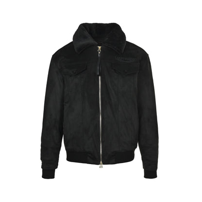 Louis Vuitton embroidered logo fur collar cotton jacket