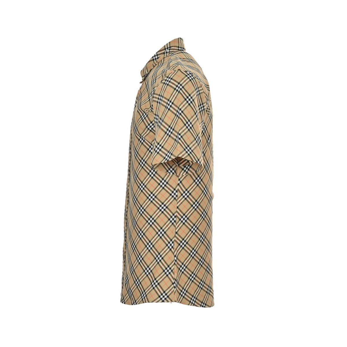 Burberry 25ss shield embroidered diagonal plaid short-sleeved shirt