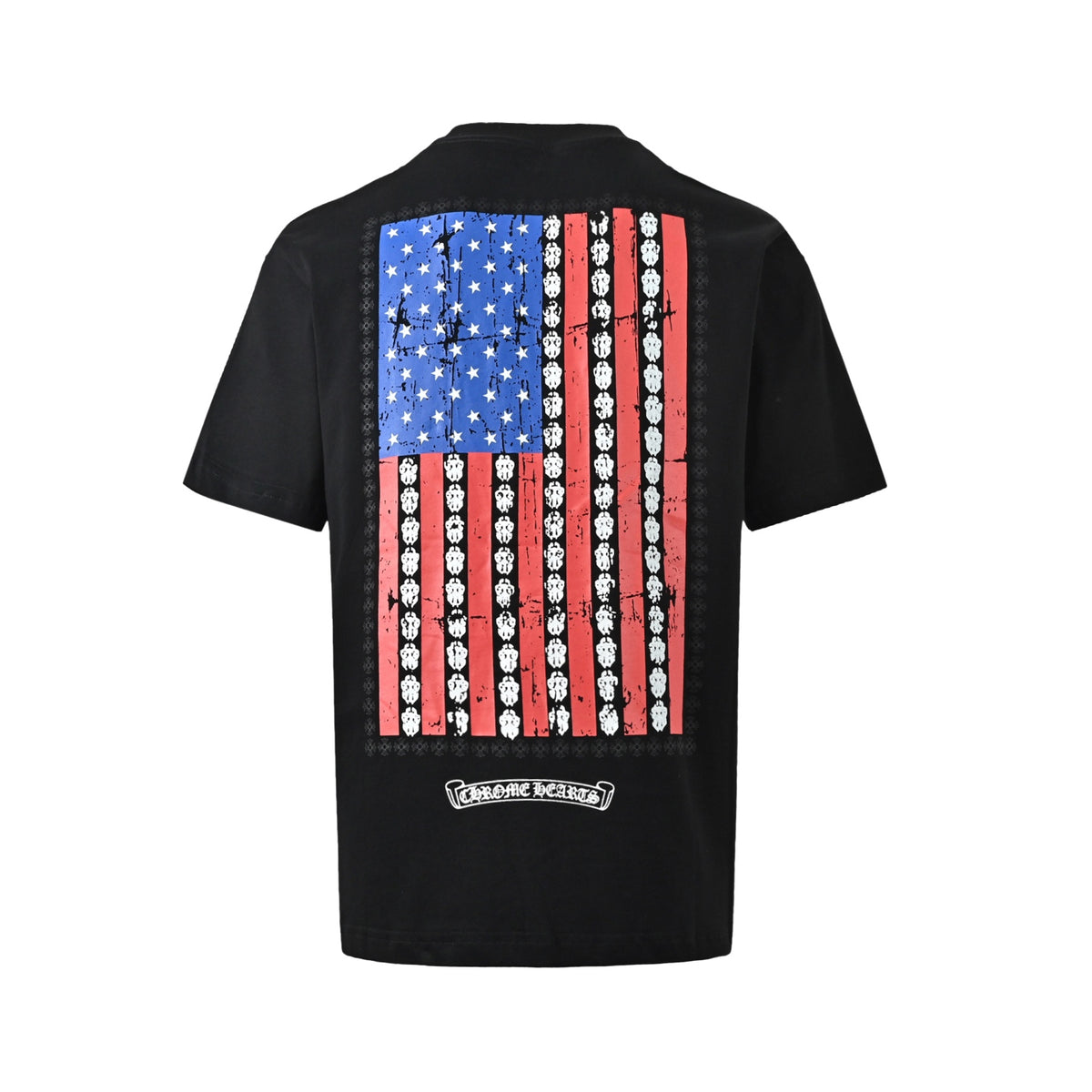 Chrome Hearts/Chrome Heart vertical flag print round neck short sleeves