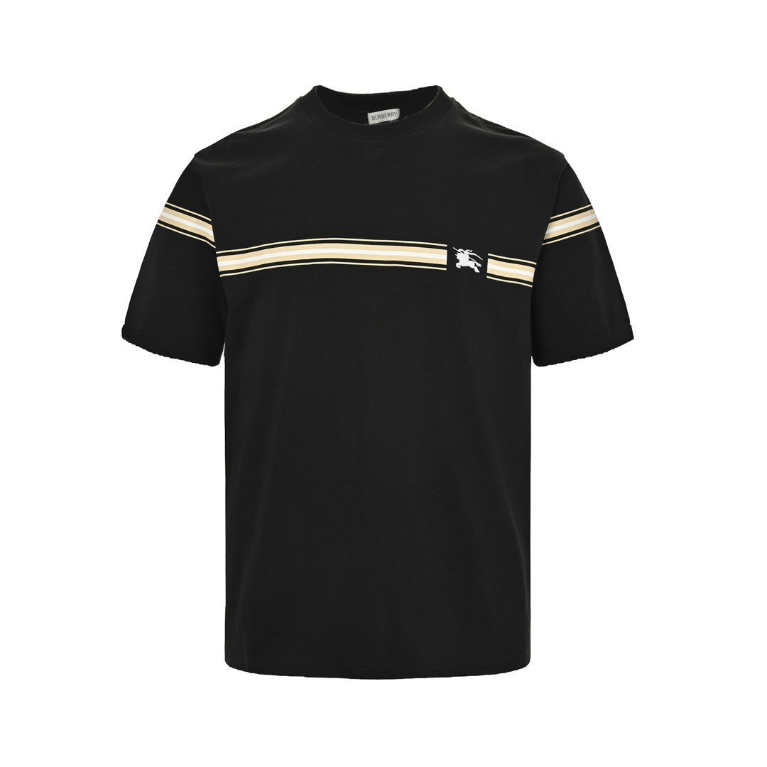 Burberry 24ss striped print embroidered war horse short sleeves