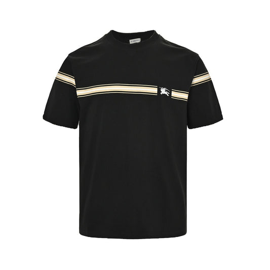 Burberry 24ss striped print embroidered war horse short sleeves
