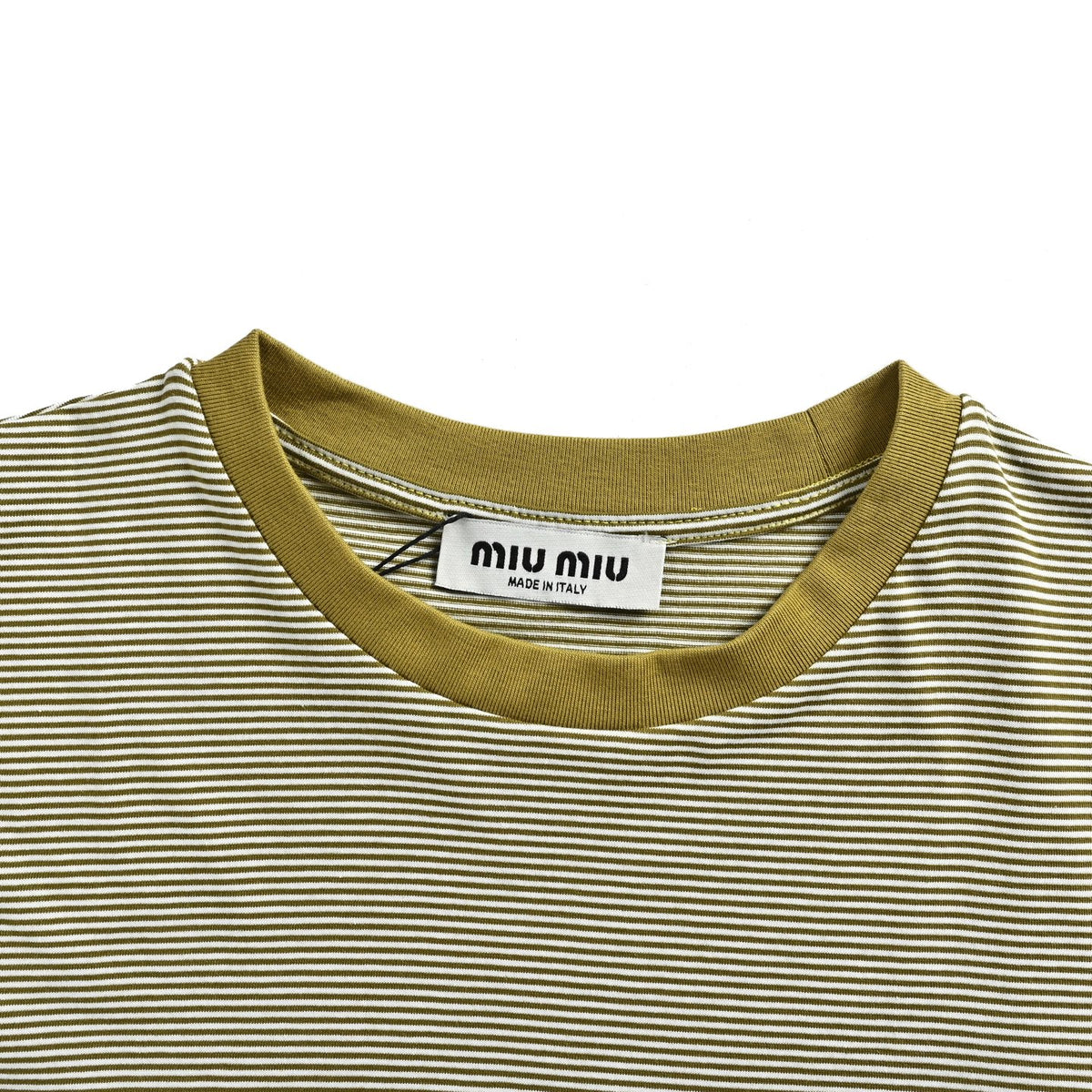 Miu Miu mustard yellow collar striped short sleeves