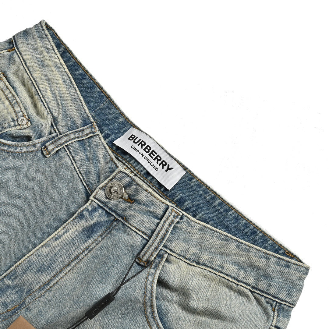 Burberry back pocket TB war horse embroidered jeans