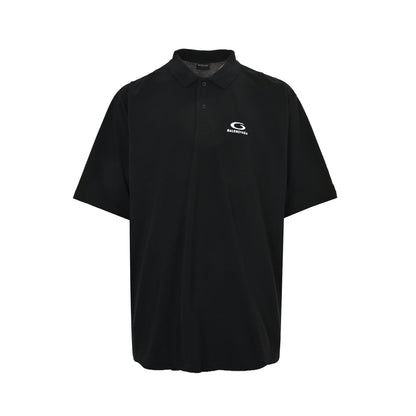 Balenciaga 26ss ring letter embroidered polo short sleeves