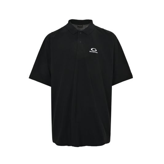 Balenciaga 26ss ring letter embroidered polo short sleeves