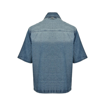 Louis Vuitton presbyopic embossed denim short-sleeved shirt