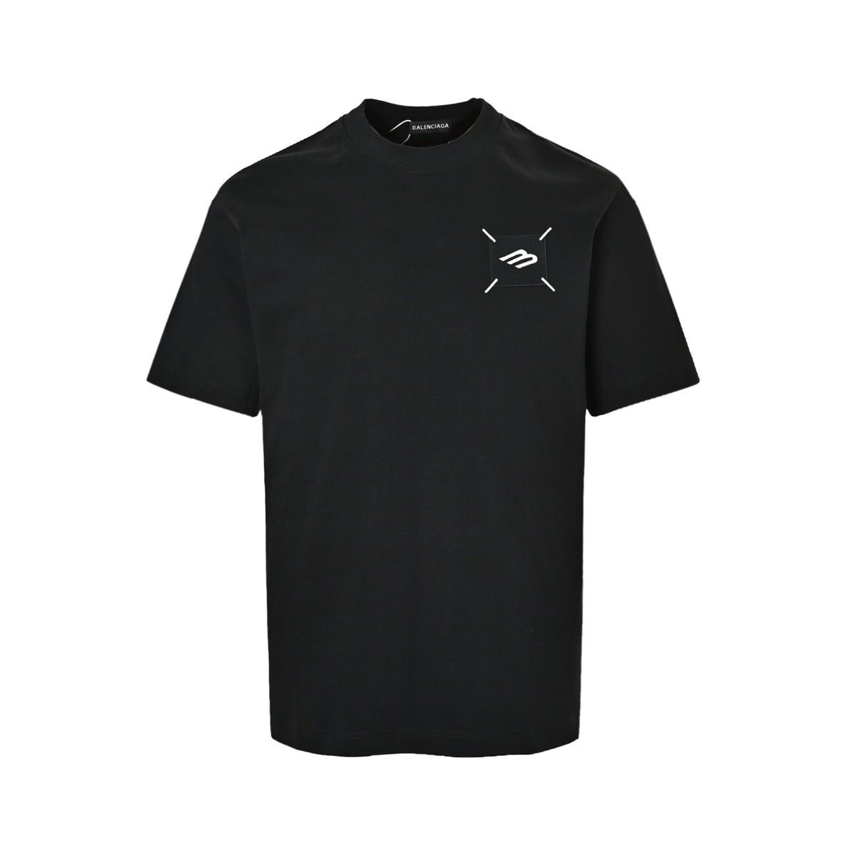 Balenciaga 3M four-thread seam logo patch embroidered round neck short sleeves