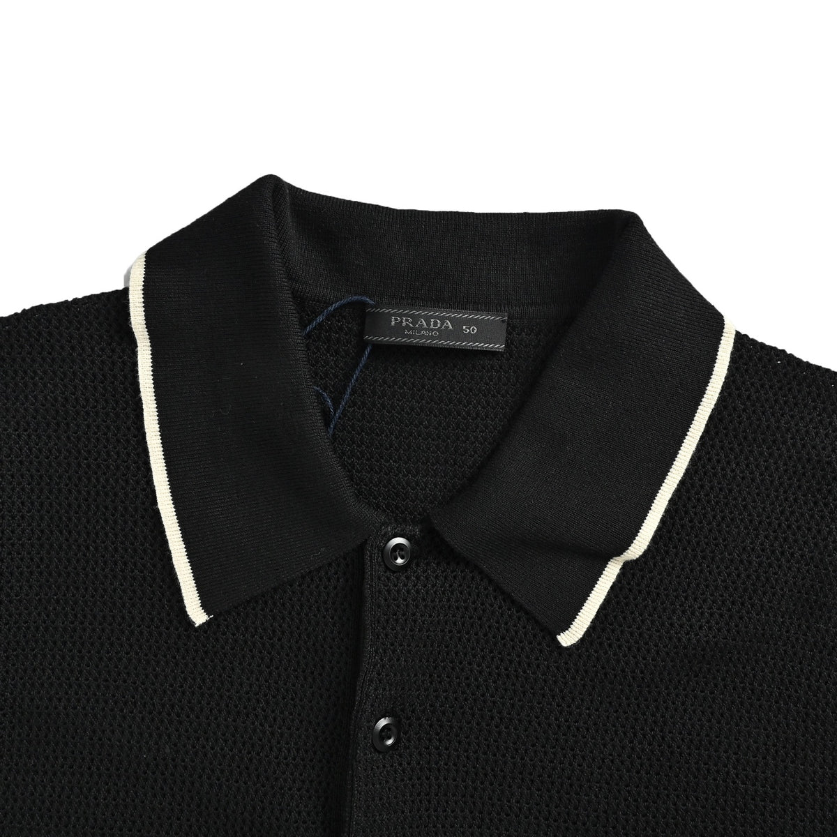 Prada logo mesh knitted Polo short sleeves