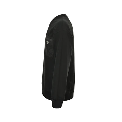 Prada 25Fw nylon pocket triangle logo round neck sweatshirt
