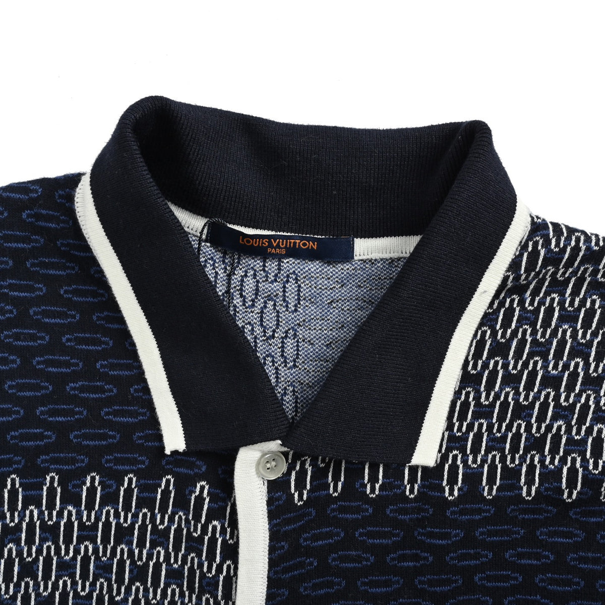 Louis Vuitton 26ss checkerboard jacquard knitted cardigan short sleeves
