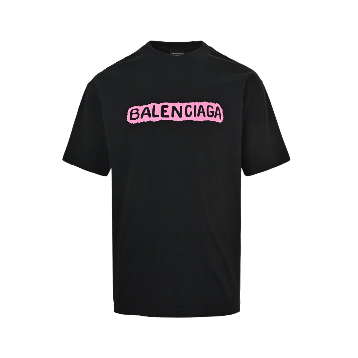 Balenciaga lock letter graffiti printed hole short sleeves