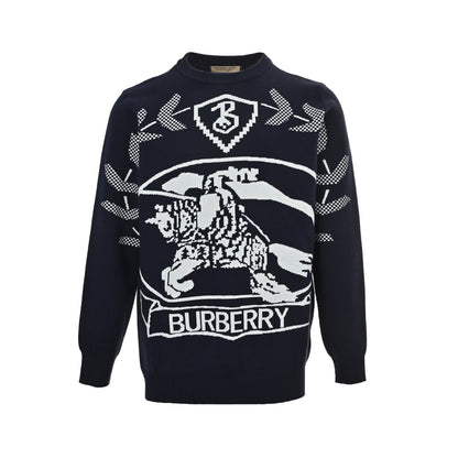 Burberry Wheat War Horse Jacquard Crew Neck Sweater