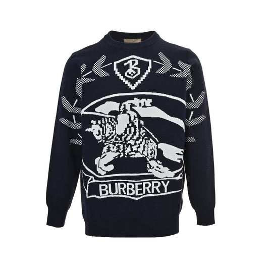 Burberry Wheat War Horse Jacquard Crew Neck Sweater