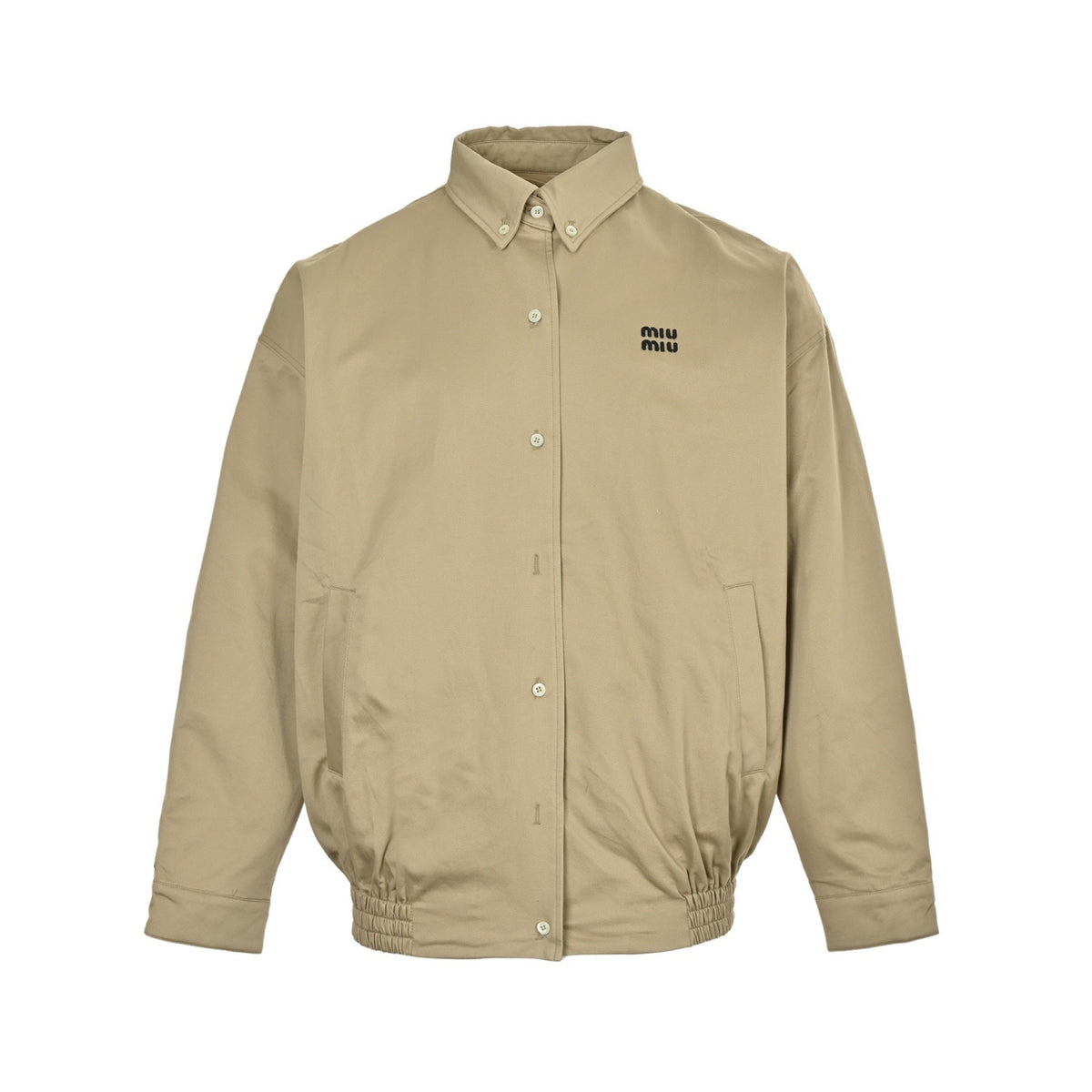 MiuMiu/Miu Miu khaki woven waist embroidered buttoned jacket