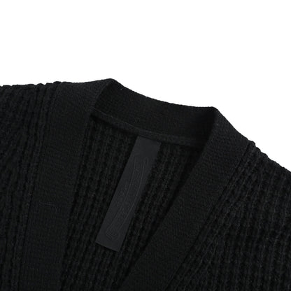 Chrome Hearts/Chrome Heart Sleeve Leather Cross Waffle Cashmere Cardigan