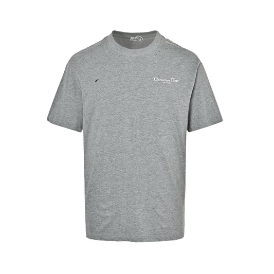 Dior distressed hole letter print logo short sleeves