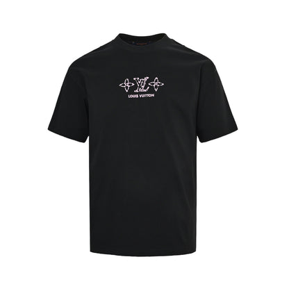 Louis Vuitton 26ss sketch letter old flower embroidery short