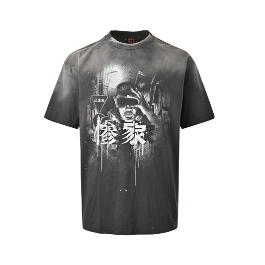 SAINT MICHAEL Animation character printed short sleeves