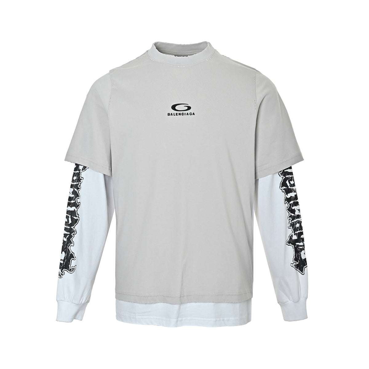 Balenciaga ring fake two-piece printed embroidered long-sleeved T-shirt
