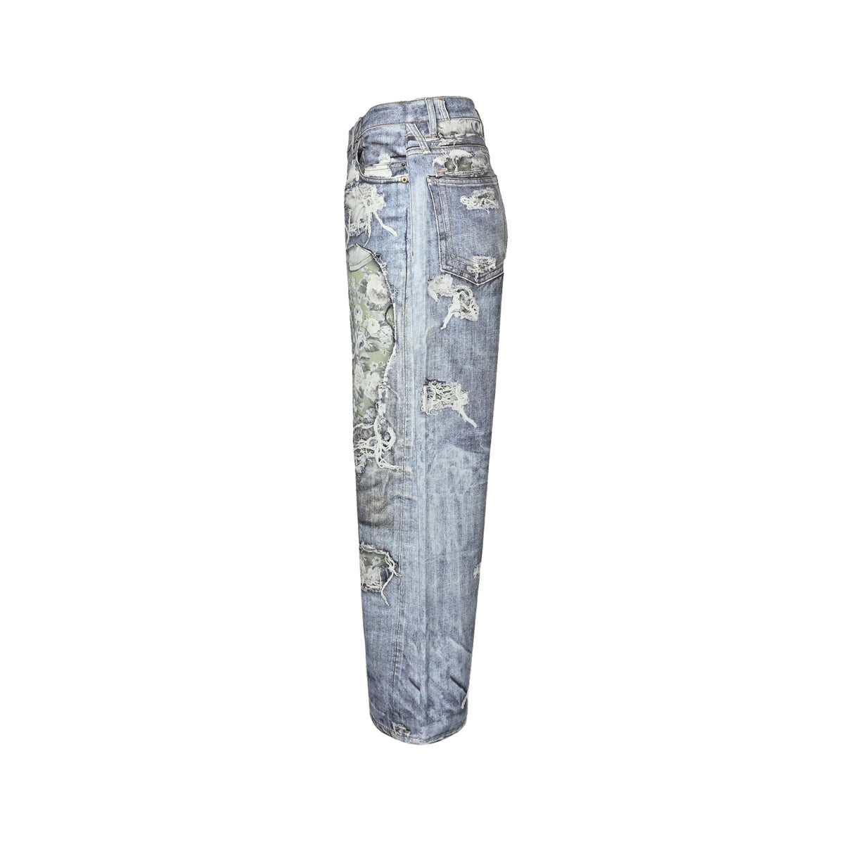 Acne Studios 1981M ripped rose print jeans