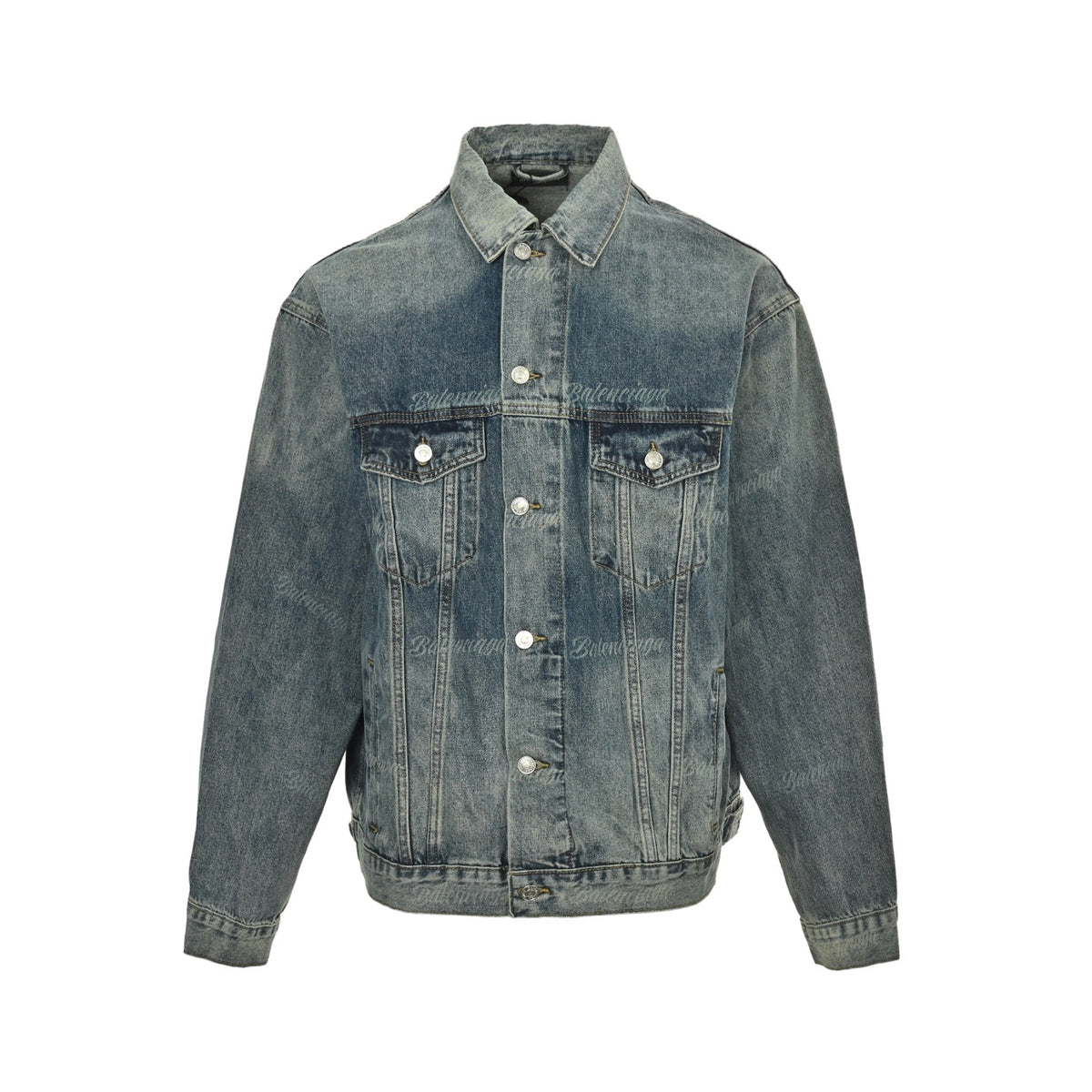 Balenciaga/Balanciaga 24Fw small letters all over printed washed denim jacket