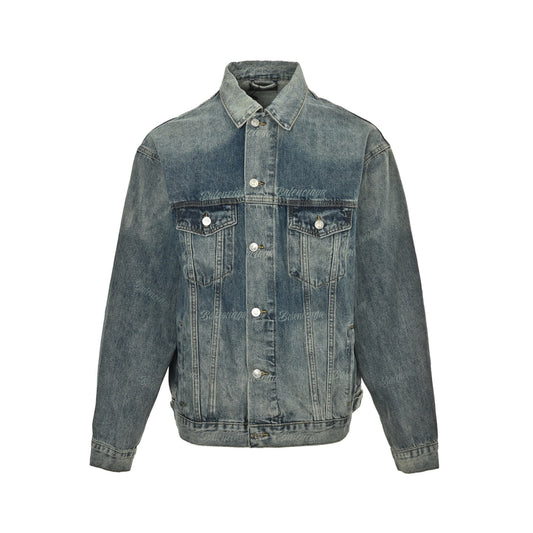 Balenciaga/Balanciaga 24Fw small letters all over printed washed denim jacket