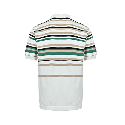 Louis Vuitton 26ss leather brand striped knitted Polo short sleeves