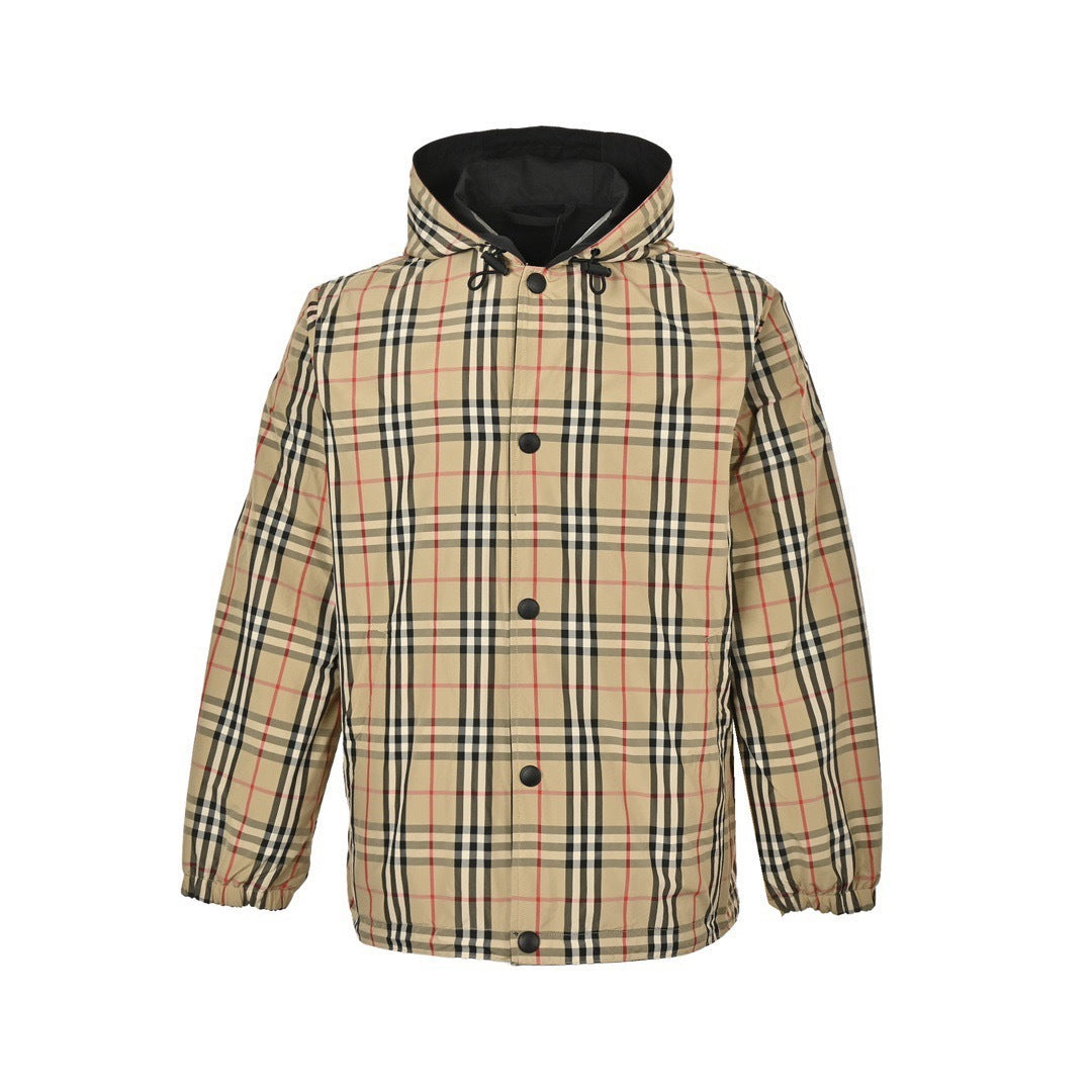 Burberry classic plaid silicone war horse reversible windbreaker jacket