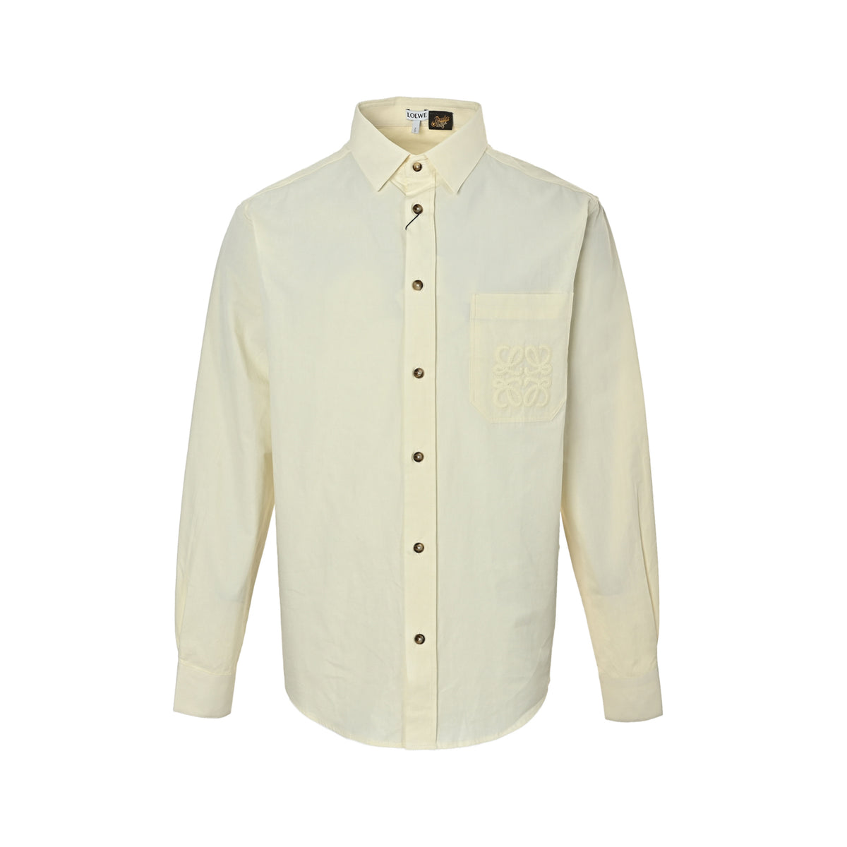 Loewe/Loewei long-sleeved lyocell shirt with hollow pockets and embroidery