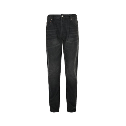 RALPH LAUREN black suede leather brand jeans​​