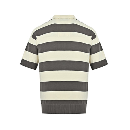 Ami Paris crocheted love embroidered striped knitted Polo short sleeves
