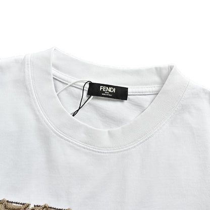 Fendi 26ss beaded dissolved letter embroidered short sleeves