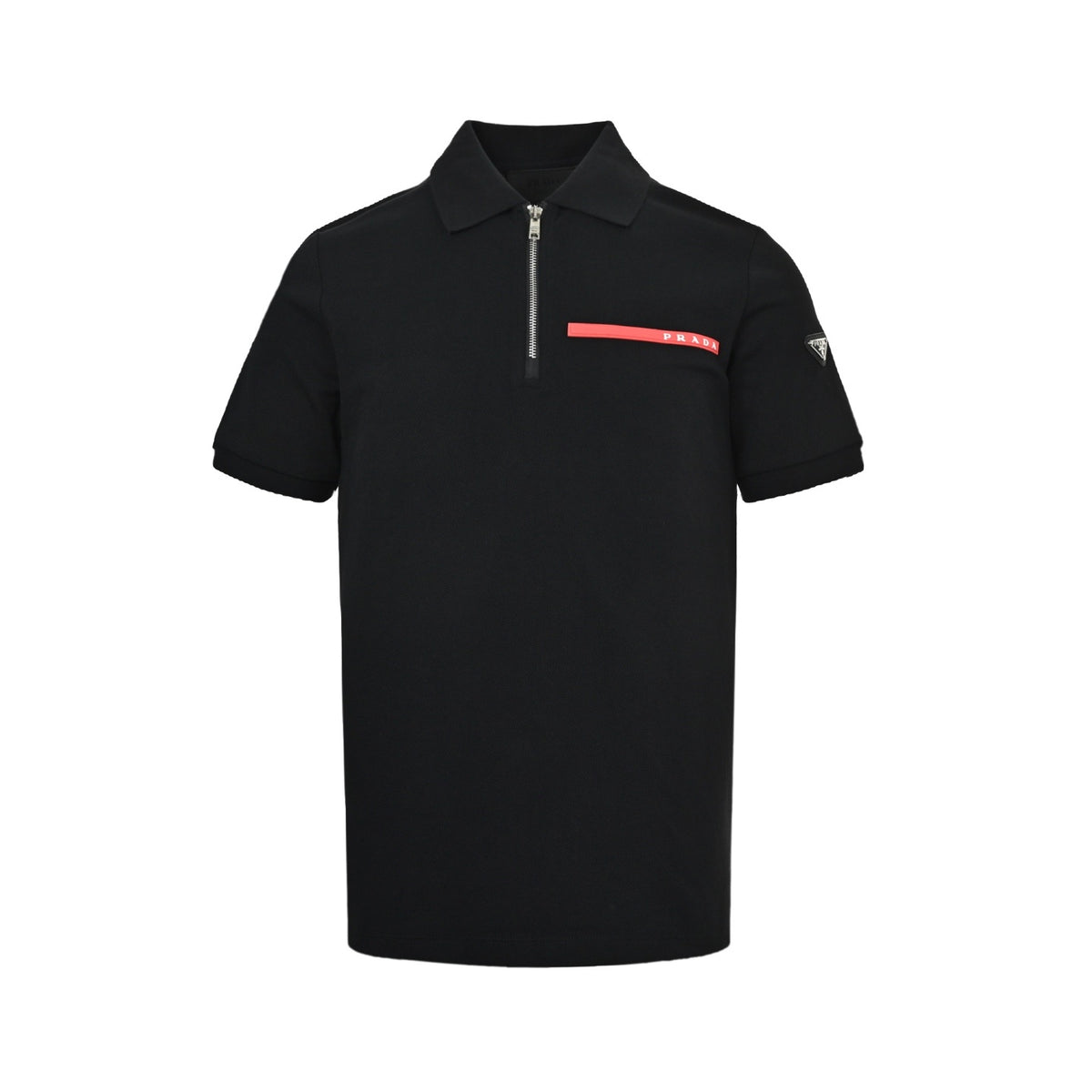 Prada Red Stripe Half-Zip Polo Short Sleeve