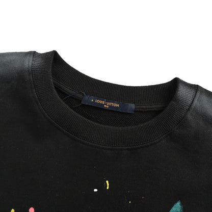 LouisVuitton/Louis Vuitton washed destroyed hand-painted round neck sweatshirt