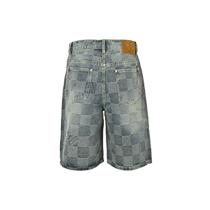 Louis Vuitton all-over checkerboard denim shorts