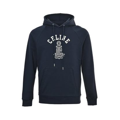 Celine 25Fw embroidered letter logo hooded sweatshirt
