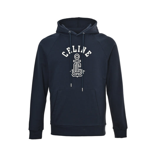 Celine 25Fw embroidered letter logo hooded sweatshirt