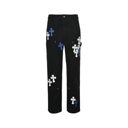 Chrome Hearts/Chrome Heart cross patch embroidered washed jeans